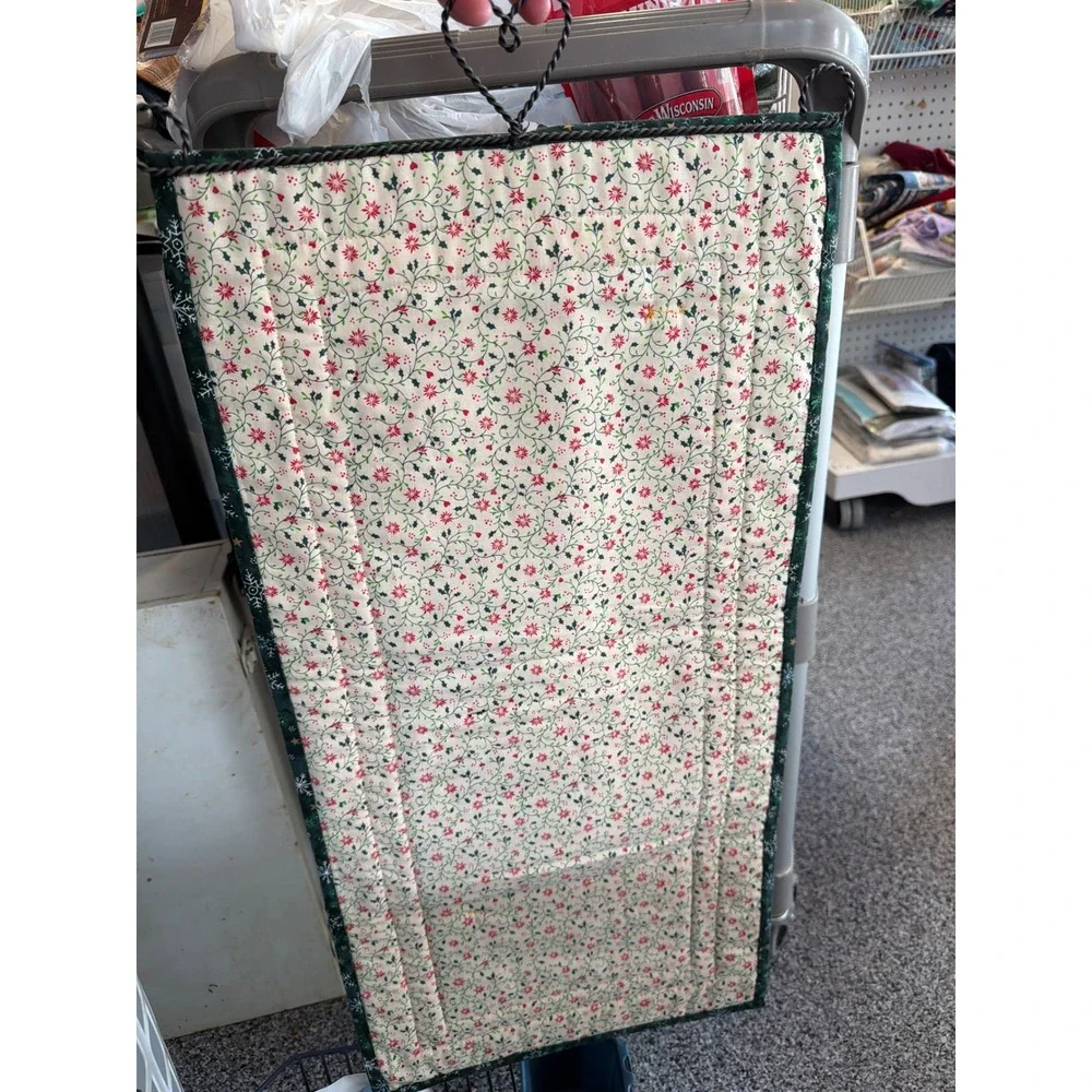 Handmade Quilted Christmas Wall Hanging Santa Jingle All The Way Metal Hanger